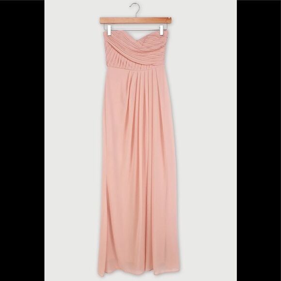 NWT Lulu's With All My Heart Blush Pleated Strapless Maxi Dress S - Picture 5 of 8